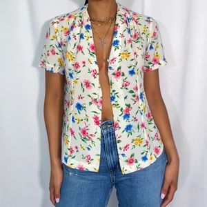 Vintage Floral Blouse (sz small, see measurements)